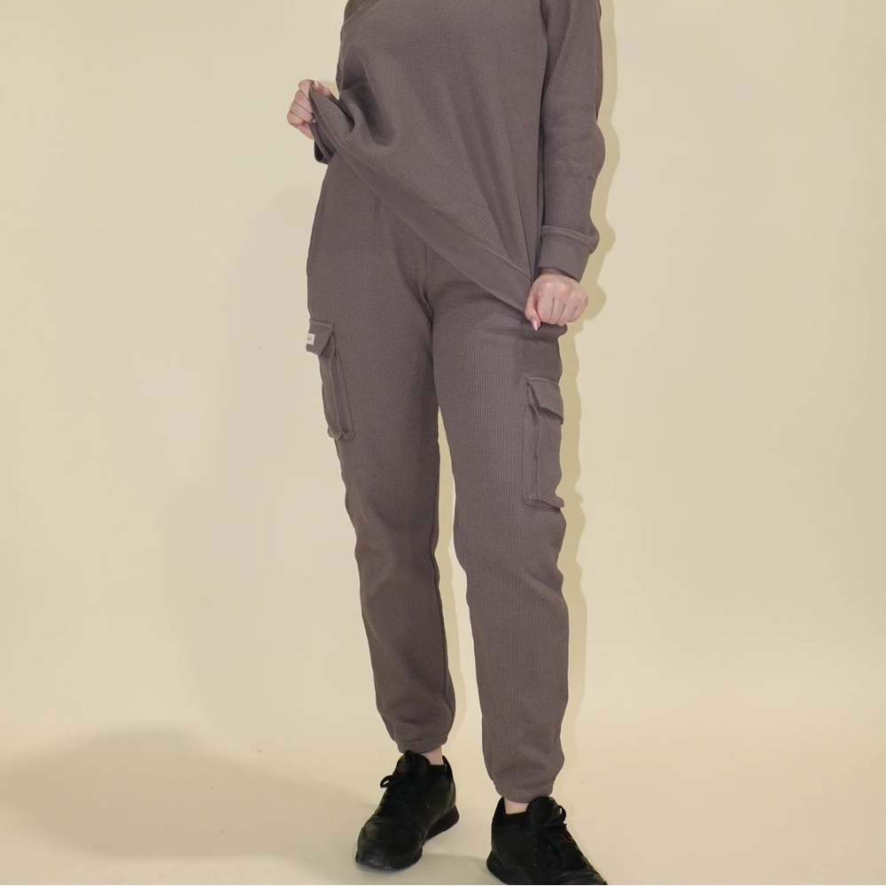 Girl Crush Brown Waffle Cargo Joggers